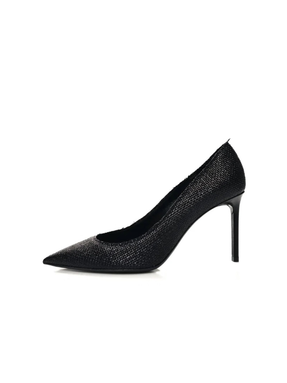 Saint Laurent Anja Woven Black Pointed-Toe Pumps Sz 40.5 LIKE NEW W BOX & DB